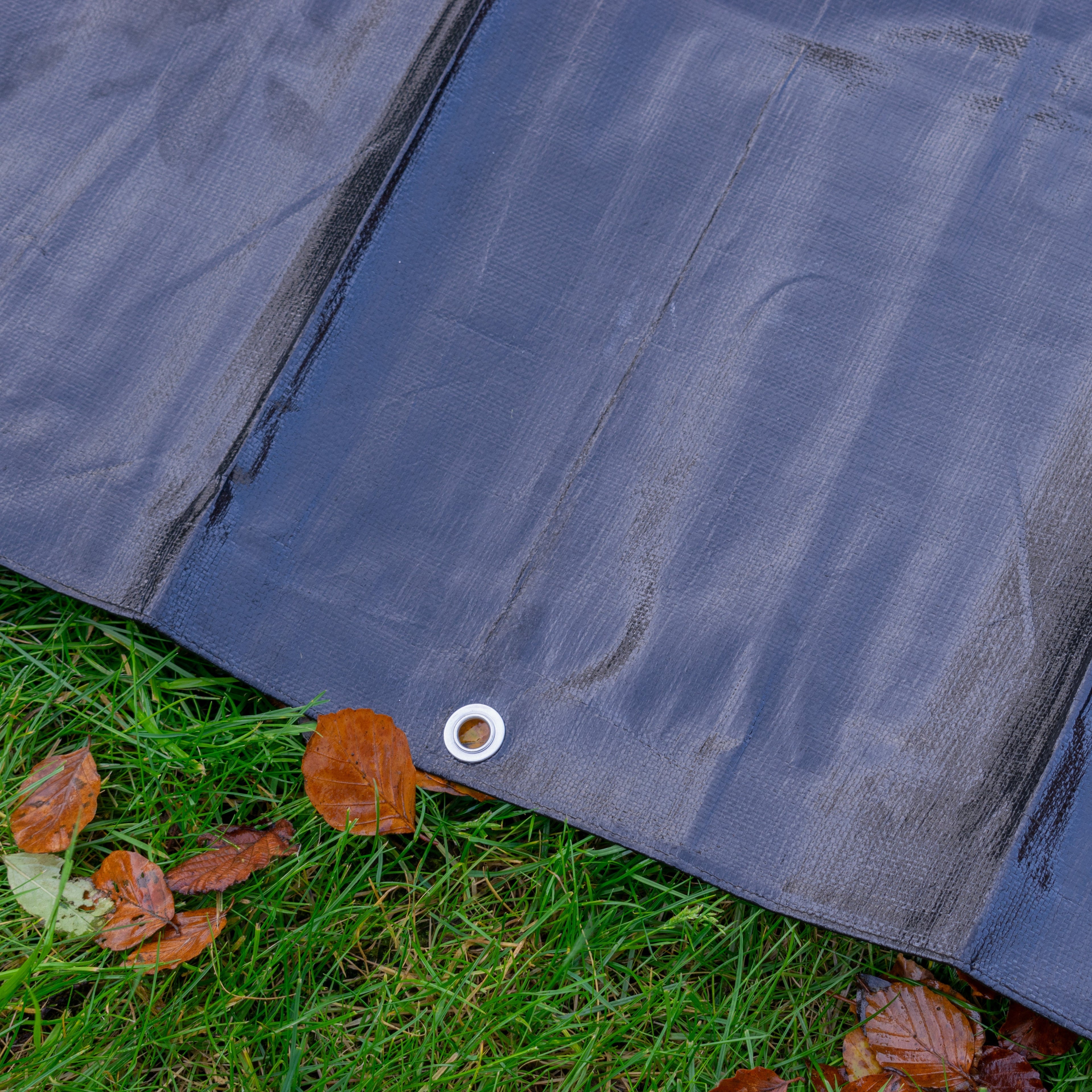 Black/Silver L-Grade Tarpaulin with 20 x 6" Bungee Balls (White)