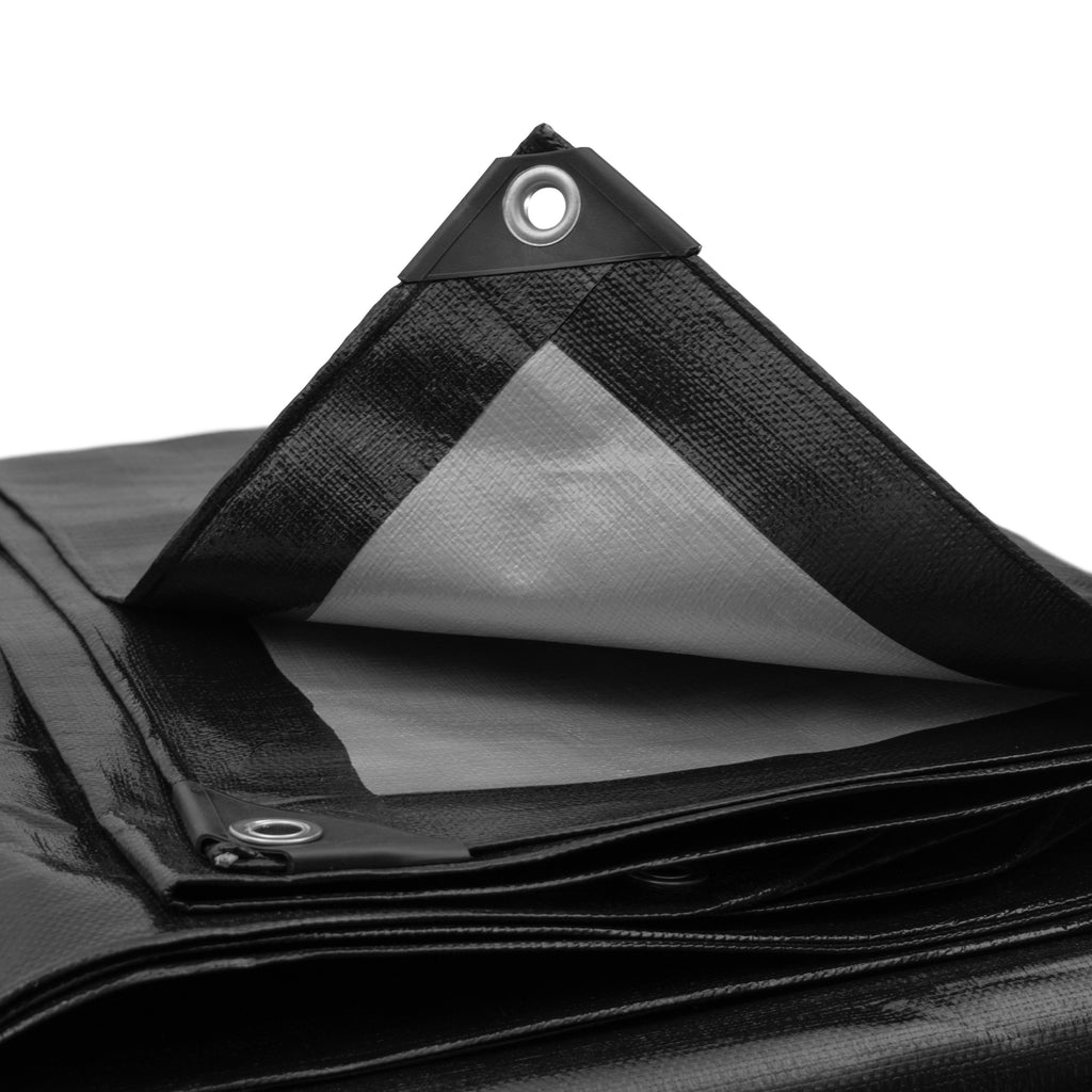 Black/Silver L-Grade Tarpaulin with Bungee Balls (Black)