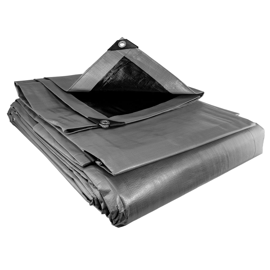 Silver XL-Grade Tarpaulin with Bungee Balls (Black)