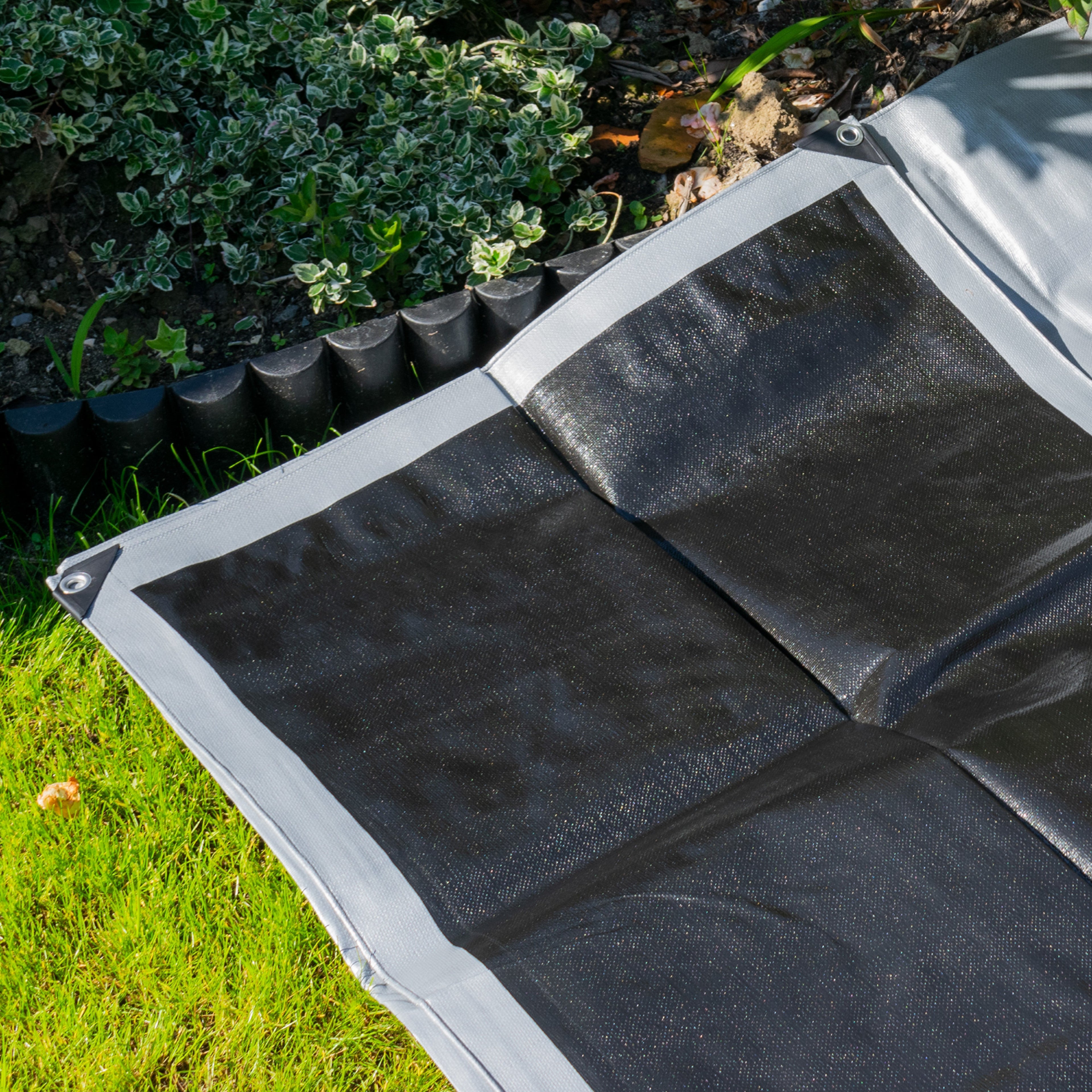 Silver XL-Grade Tarpaulin with Bungee Balls (Black)