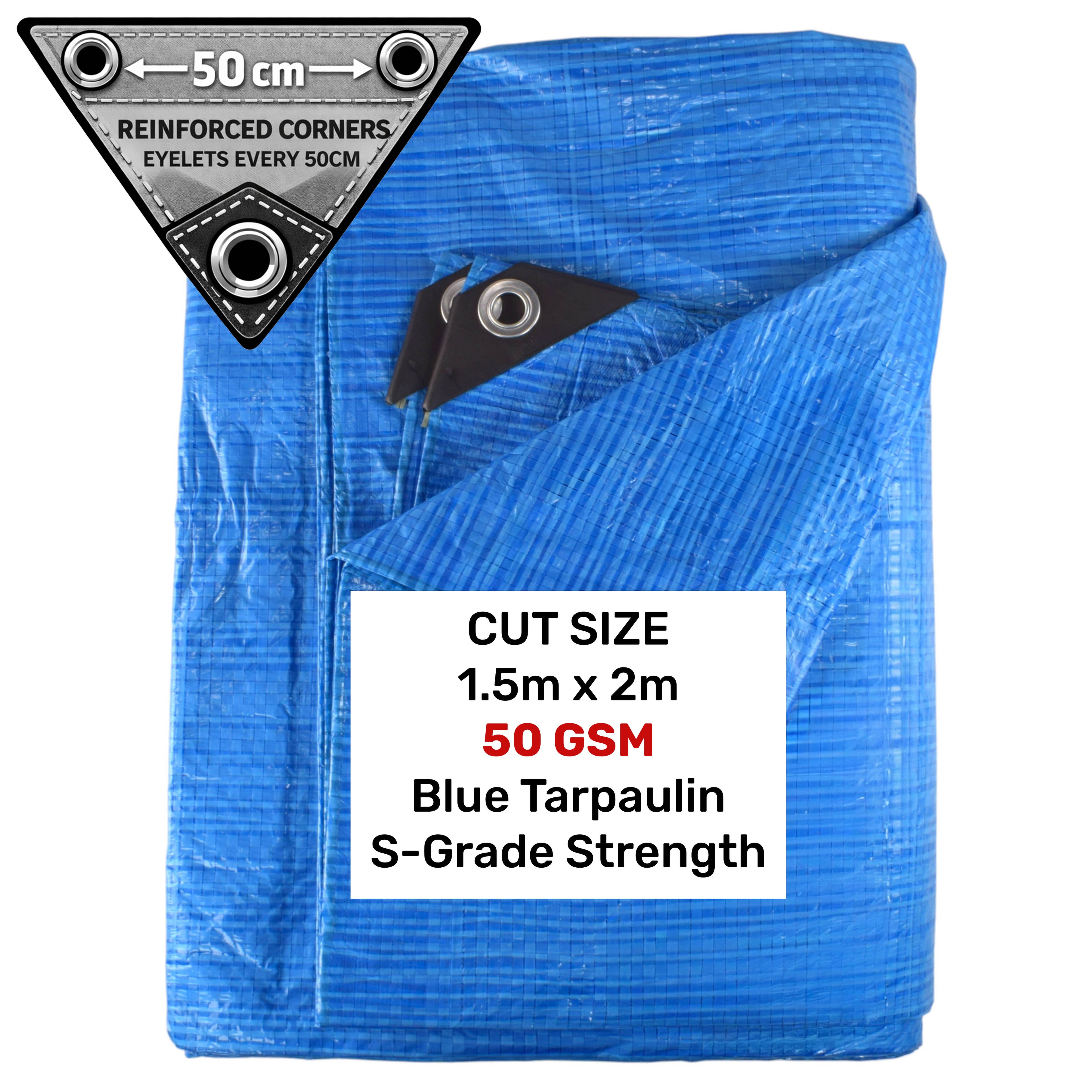 Blue S-Grade Tarpaulin 1.5m x 2m