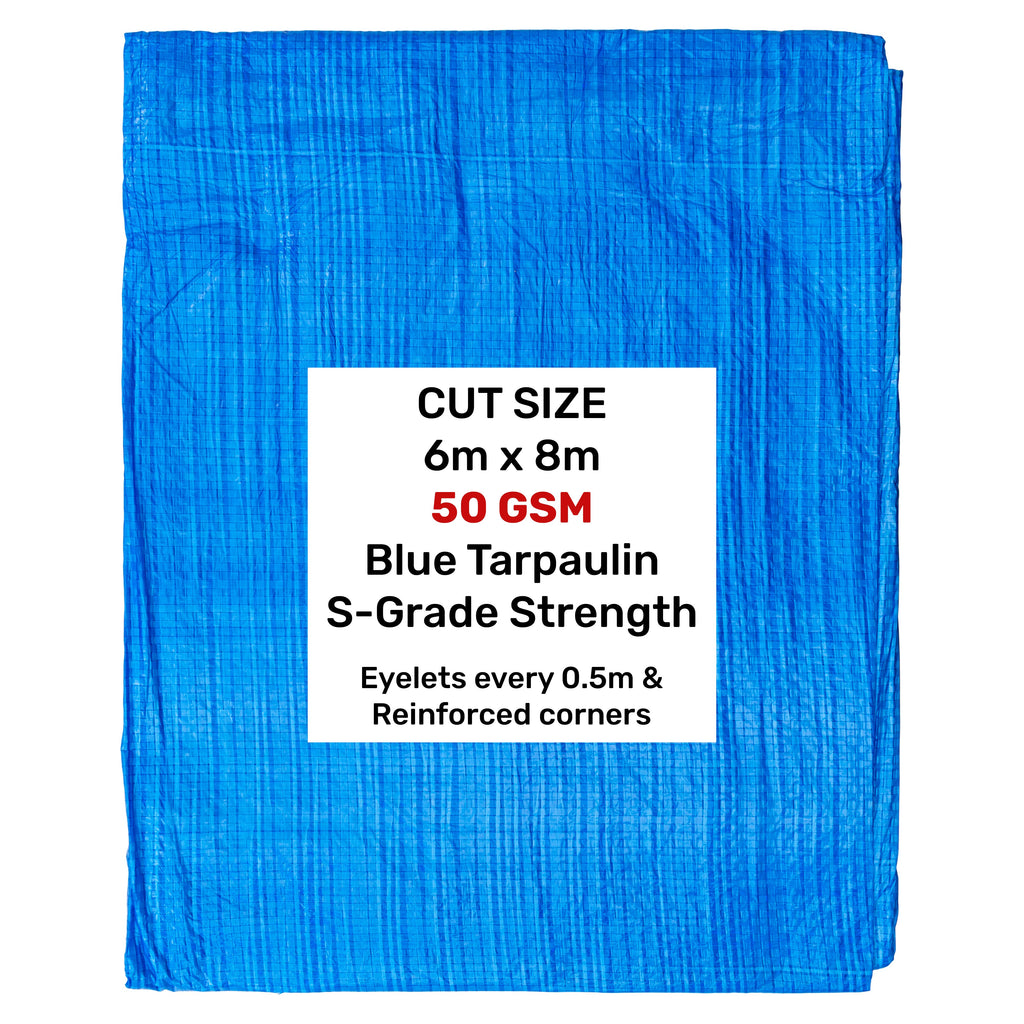 Blue S-Grade Tarpaulin 6m x 8m