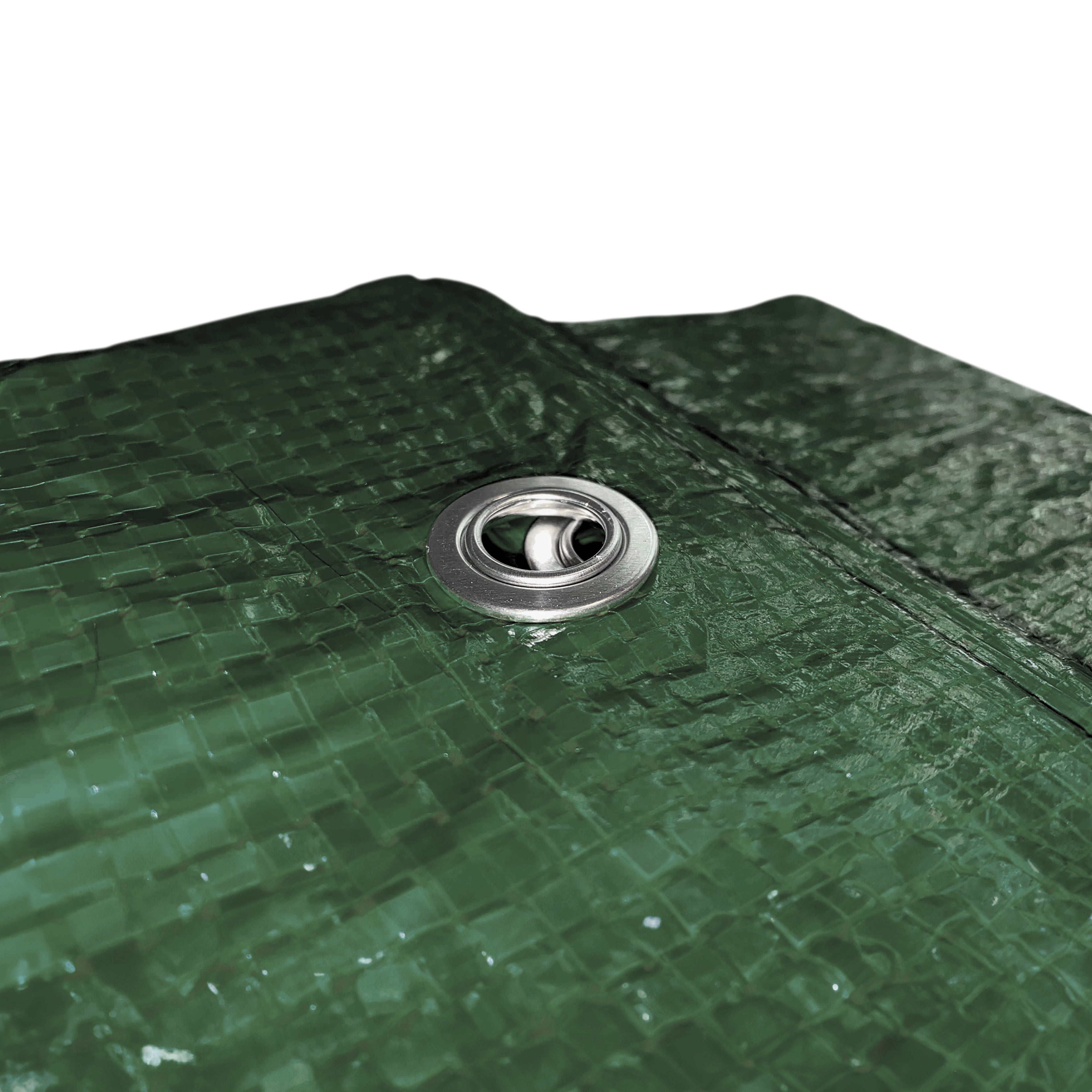 Green M-Grade Tarpaulin with 10m of 6mm Bungee Rope and 10 x Screw Type Tarp Clips