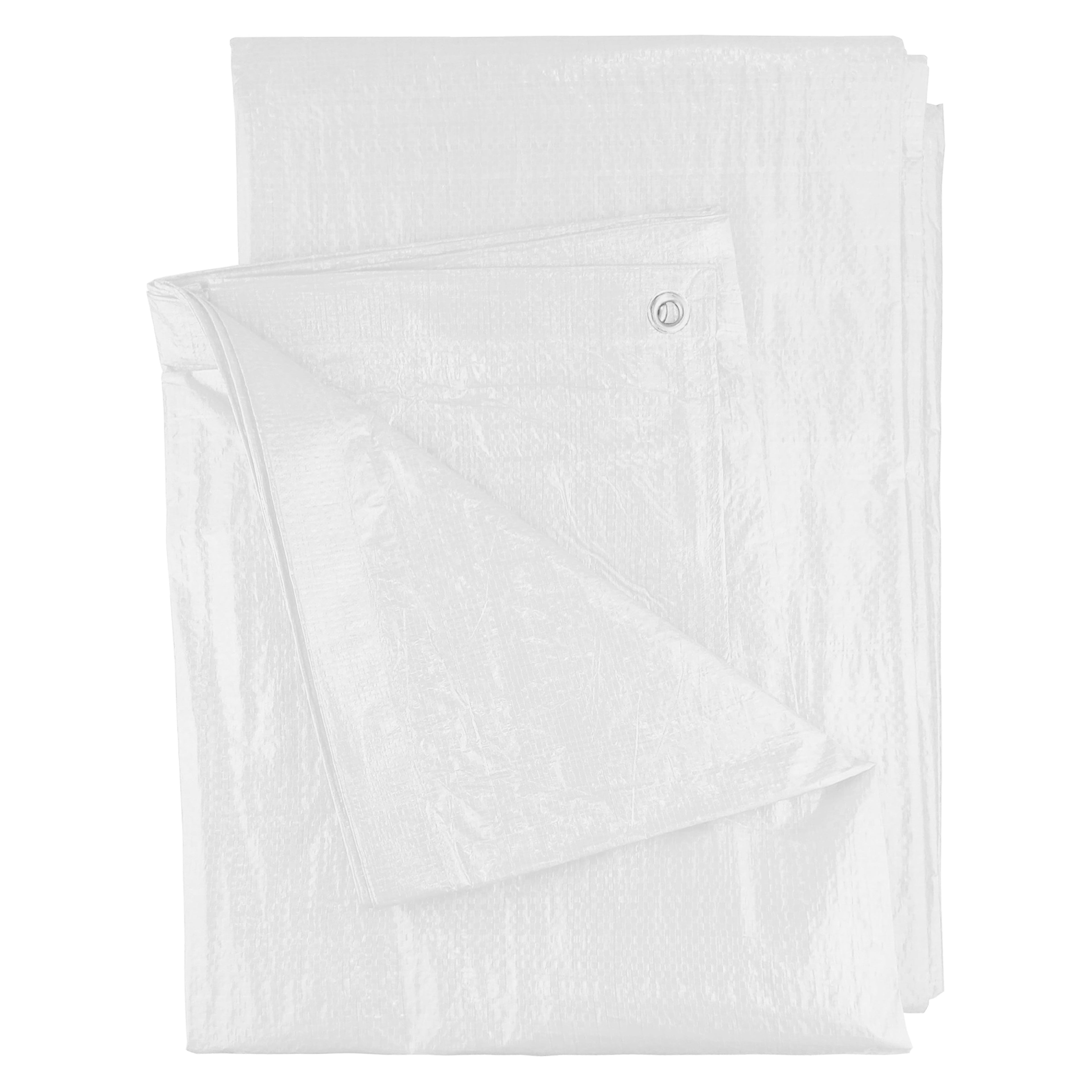 White M-Grade Tarpaulin with 10 x Bungee Balls (Black)