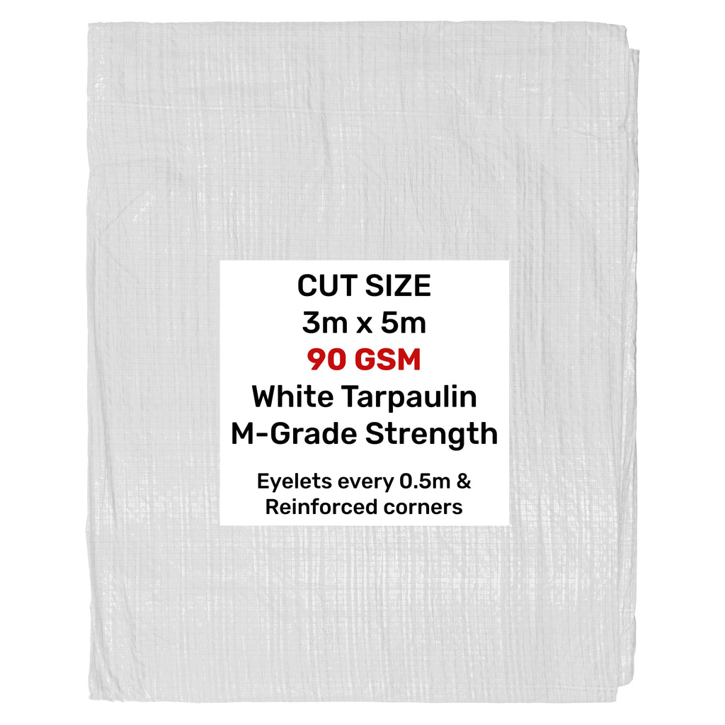 White M-Grade Tarpaulin 3m x 5m