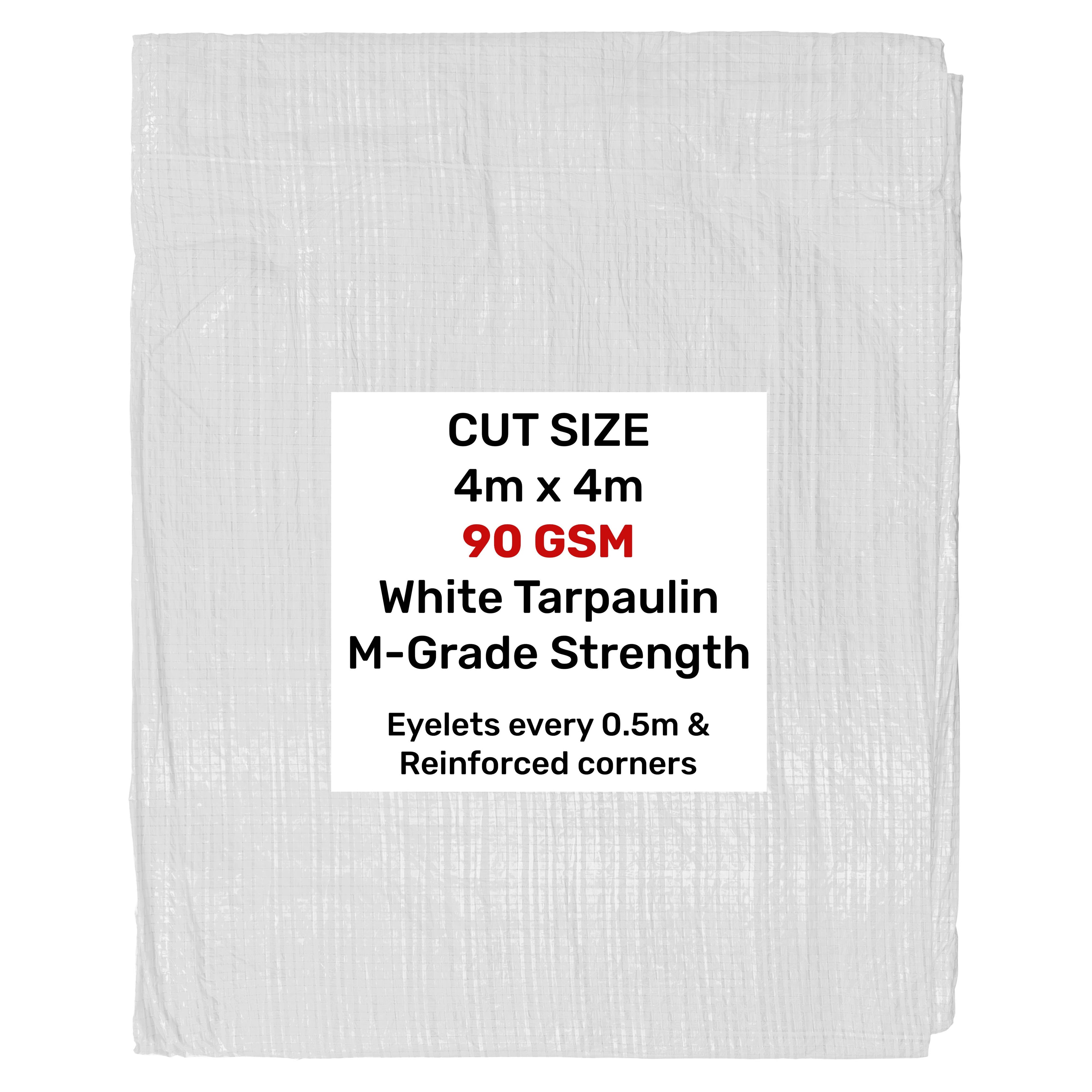 White M-Grade Tarpaulin 4m x 4m
