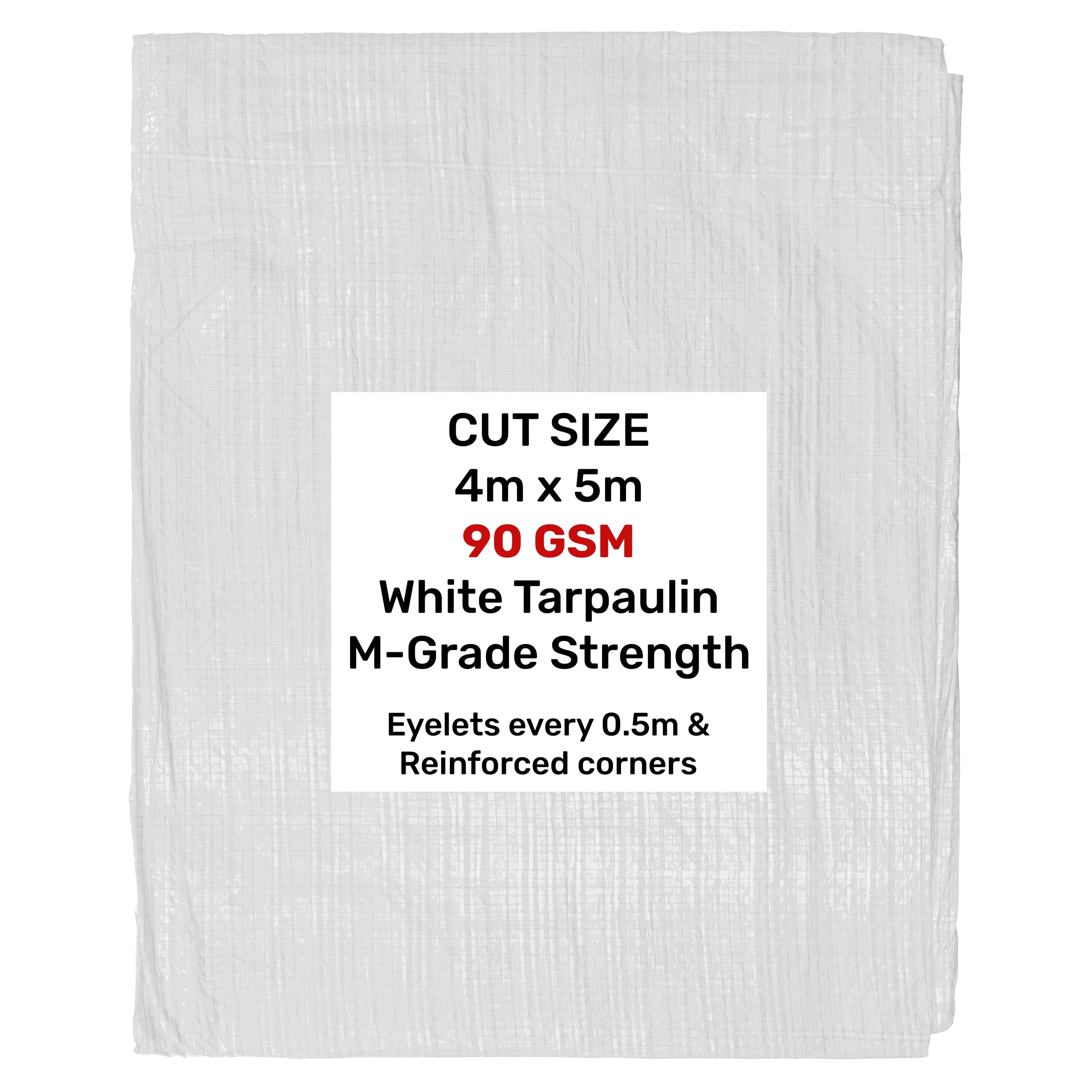 White M-Grade Tarpaulin 4m x 5m