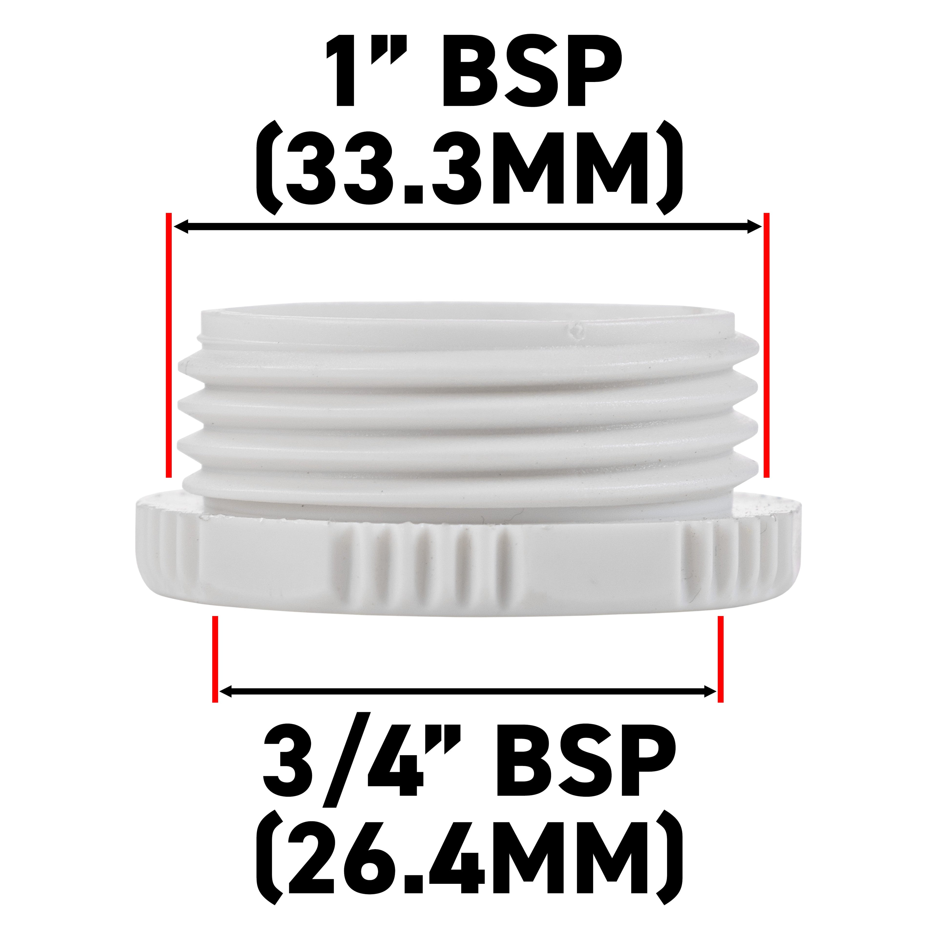 Female Tap Connector 1" or 3/4" BSP Female, Gray/White