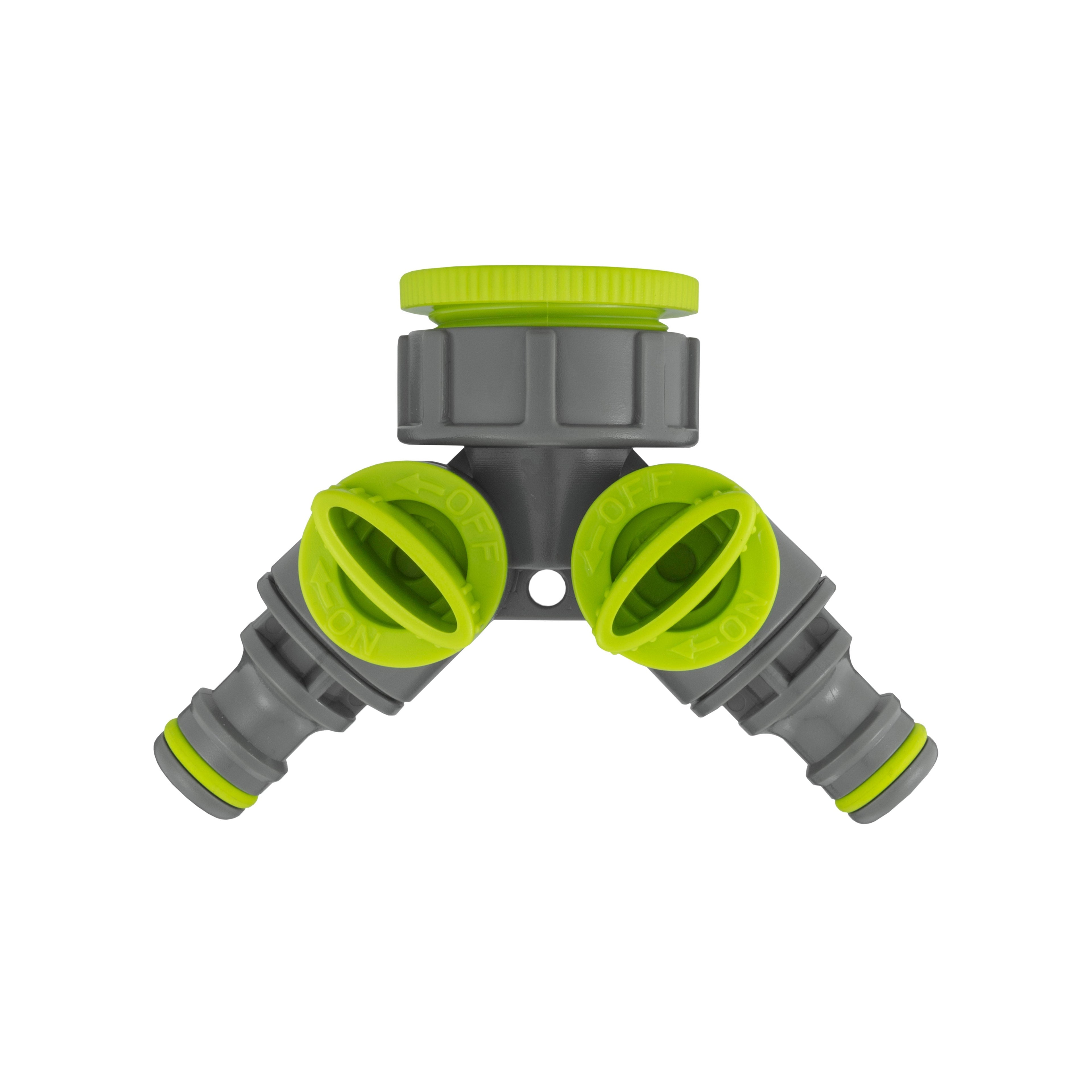 Wall Flange Kit 32mm MDPE + Brass Bib Tap + Lime Two Way Tap Splitter