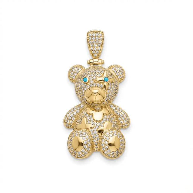 Gold Pendant – Teddy with Sparkling Stones – 14ct Gold