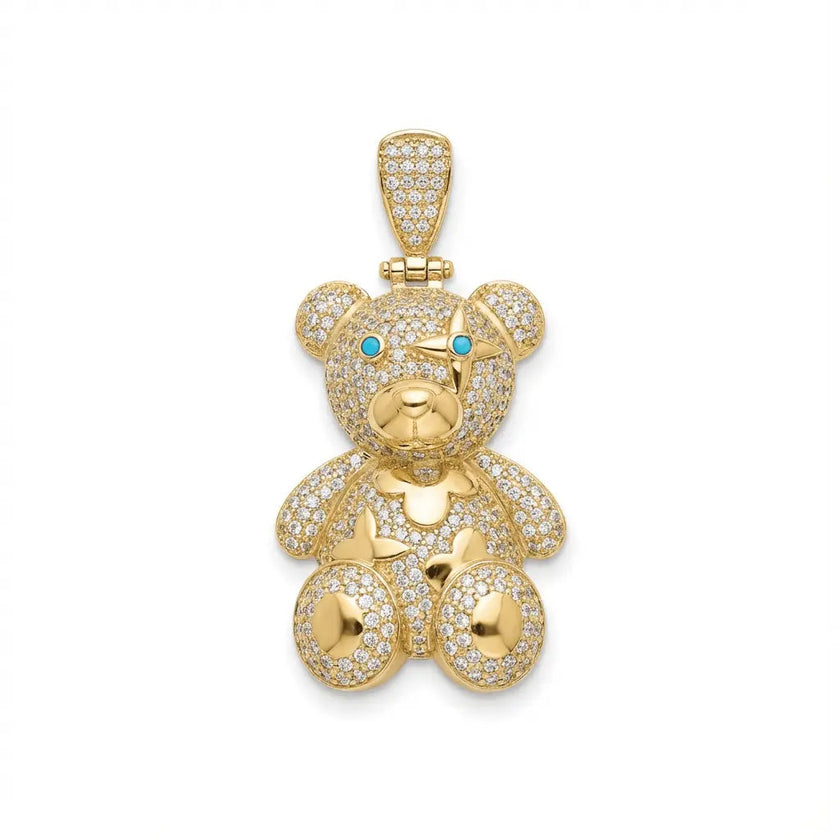 Gold Pendant – Teddy with Sparkling Stones – 14ct Gold