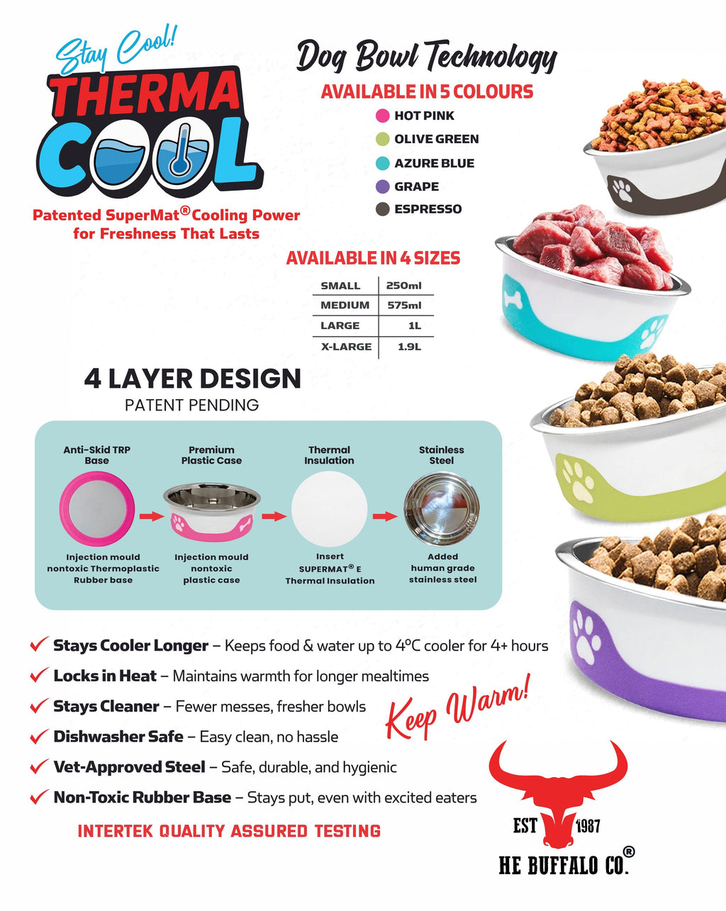 ThermaCool Dog Bowl - Azure Blue