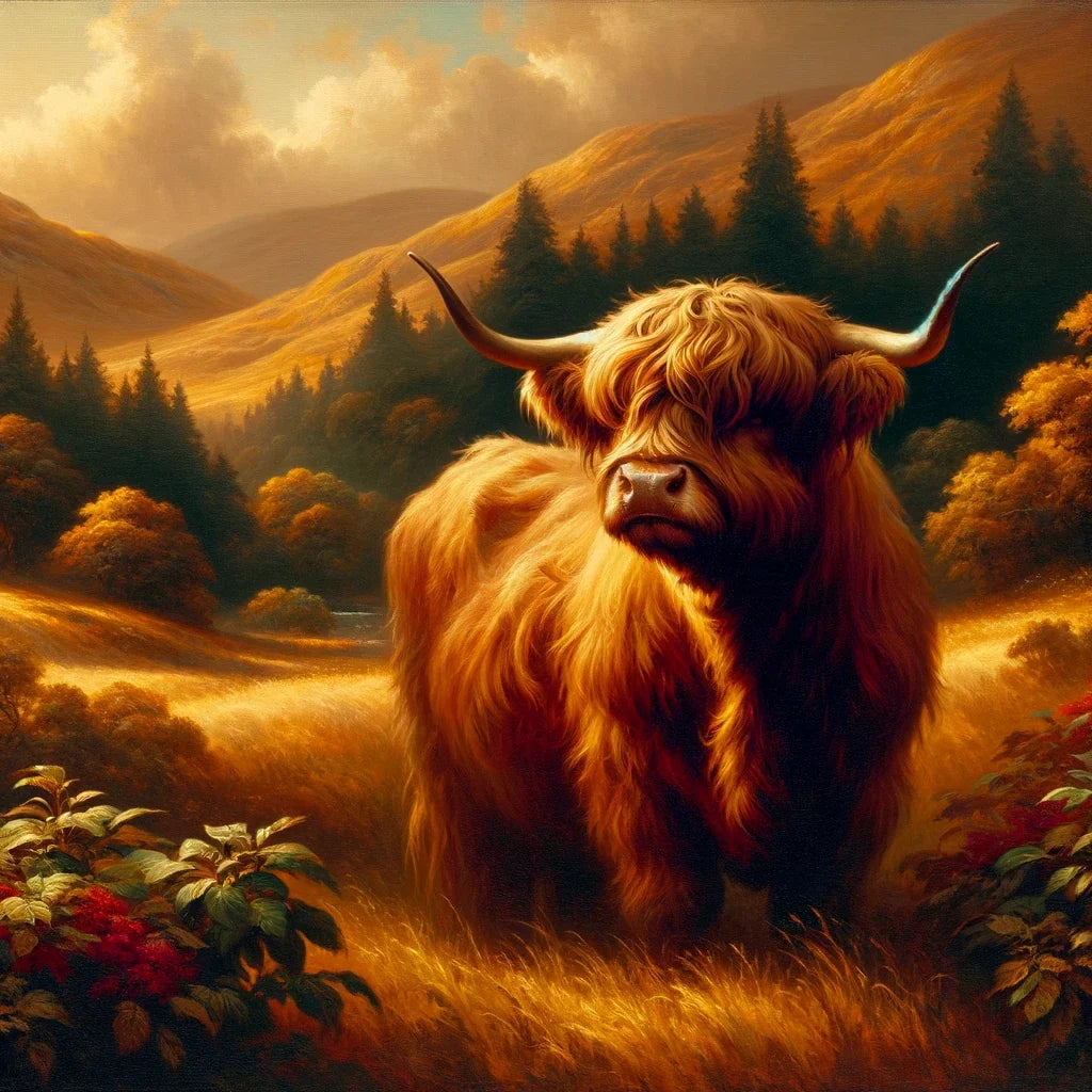 Timeless Highland Cow Serenity Canvas