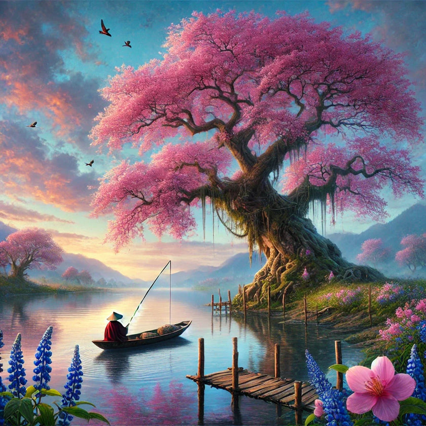 Tranquil Blossom Lake Canvas
