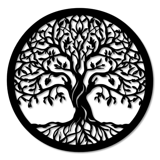 Tree of Life Metal Wall Art – 30cm | Gloss Black Steel
