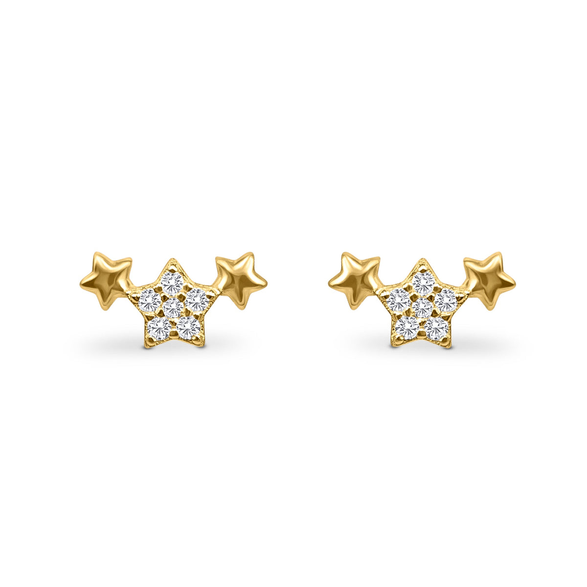 Sternen-Ohrringe im 3er-Set in Gold