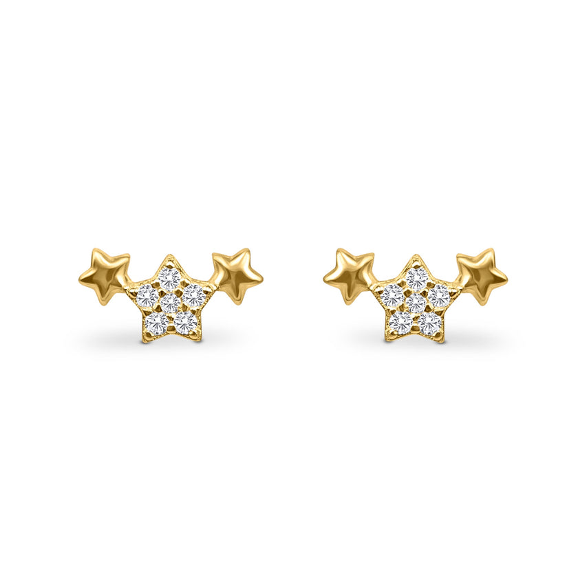 Sternen-Ohrringe im 3er-Set in Gold