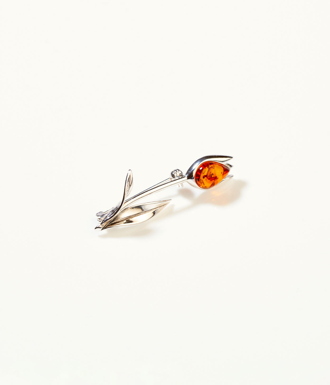 Tulip Amber Brooch
