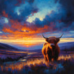 Twilight Contrast Highland Cow Canvas