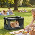 PawHut Soft Dog Crate Pet Travel Crate 60 x 42 x 43 cm with Removable Pad Mesh Window Army Green