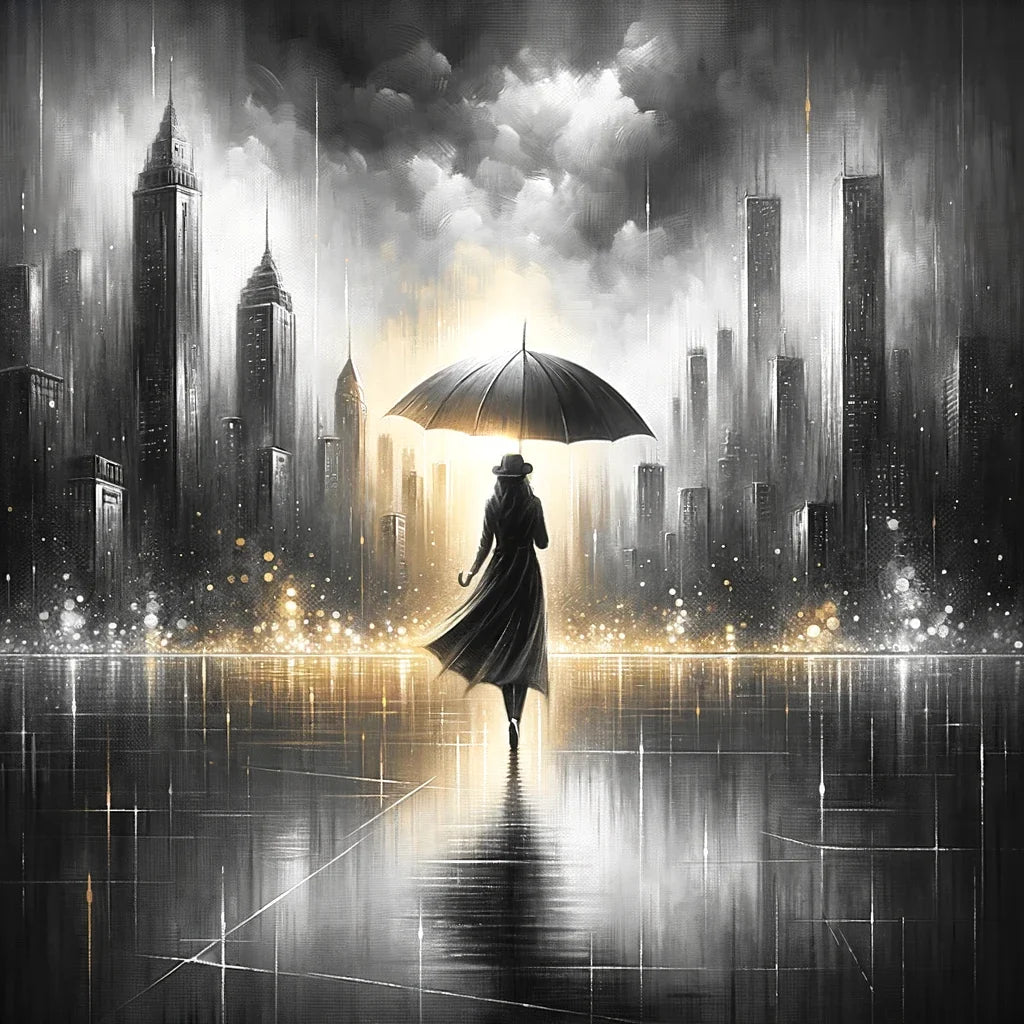 Umbrella in Urban Serenity Canvas