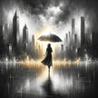 Umbrella in Urban Serenity Canvas
