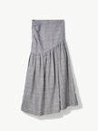 Gathered Maxi skirt Organic Grey check Linen – Hilda | No More Nobody