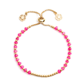 Athena Gem Beaded Adjustable Slider Bracelet Fuchsia Chalcedony