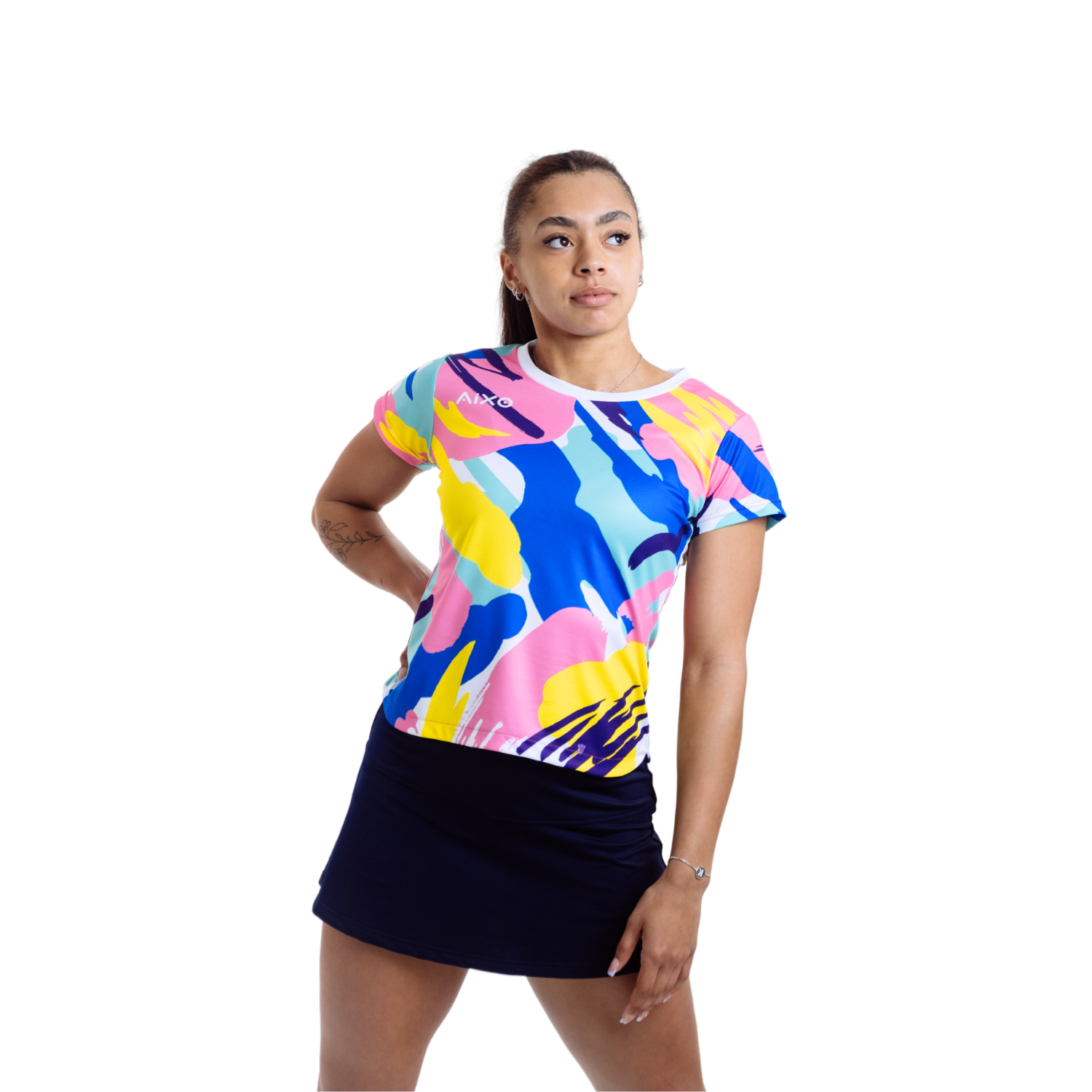 Aixo Abstract T-Shirt Womens (Multicolour Dark)