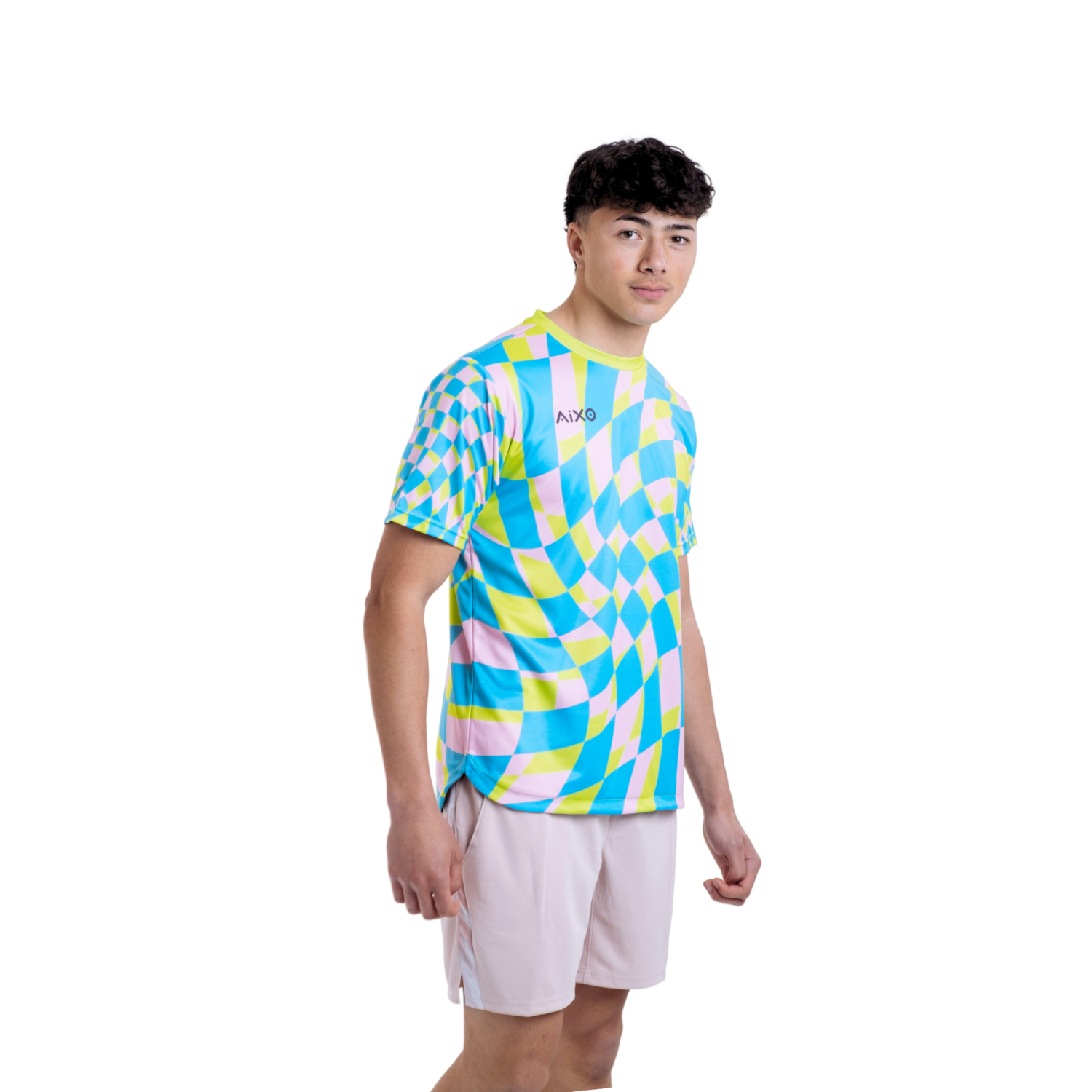 Aixo Karo Herren T-Shirt Grau Kariert