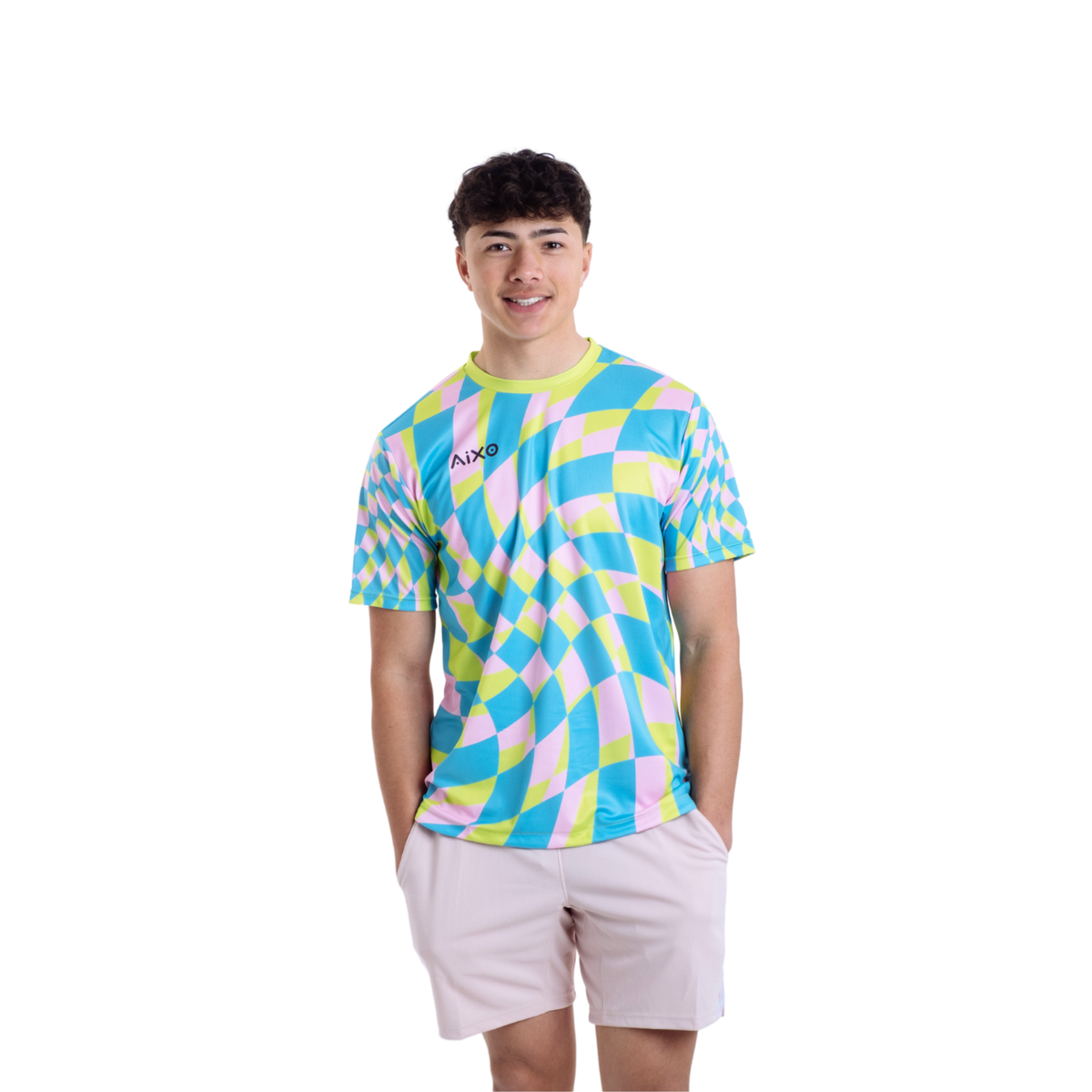 Aixo Karo Herren T-Shirt Grau Kariert