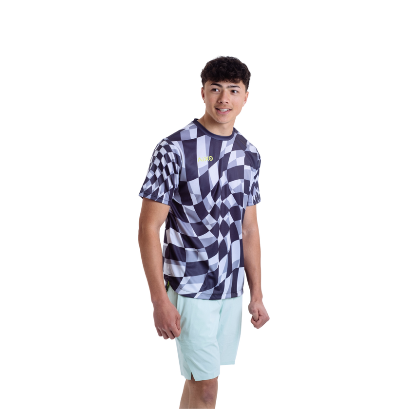 Aixo Karo Herren T-Shirt Grau Kariert