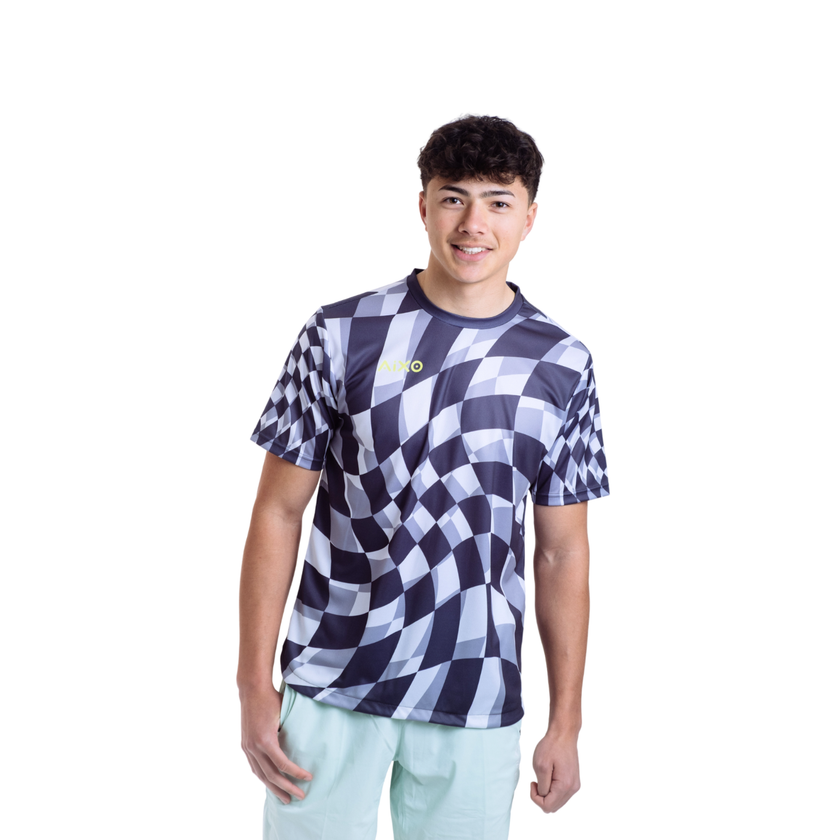Aixo Karo Herren T-Shirt Grau Kariert
