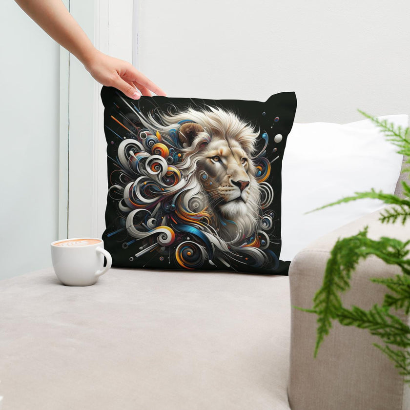 Lion's Abstract Majesty Cotton Cushion