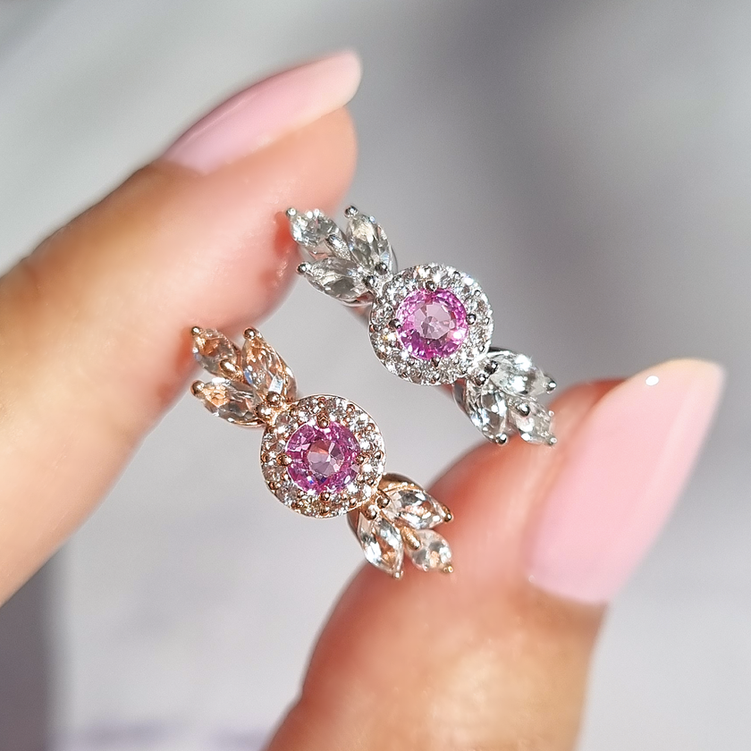 Anillo Aurelia de zafiro rosa en vermeil de oro rosa de 18k