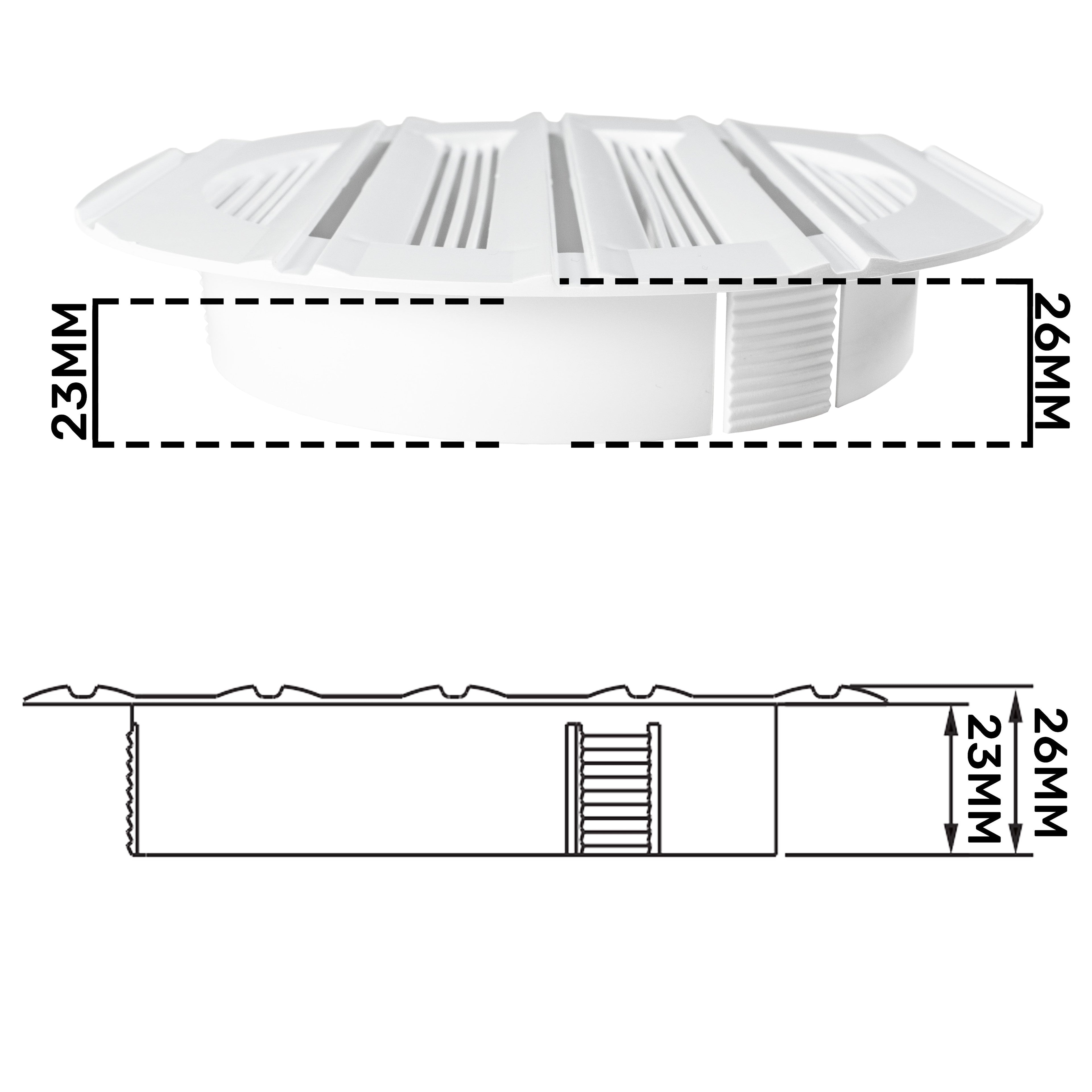 Louvre Vent Round Bella 100mm White