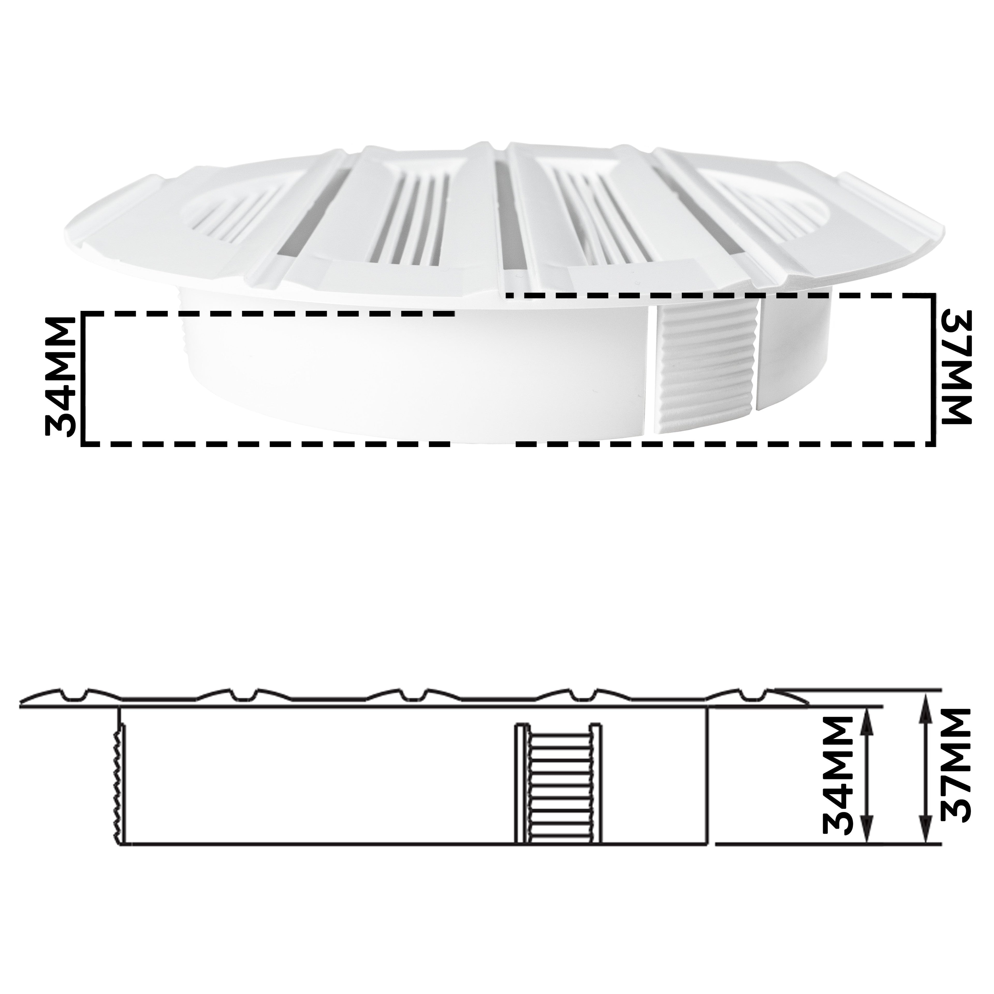 Louvre Vent Round Bella 150mm White
