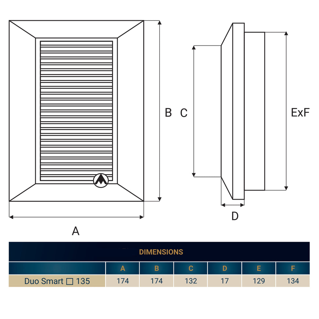 Louvre Vent White Duo Smart 135G 135mm With Fly Mesh