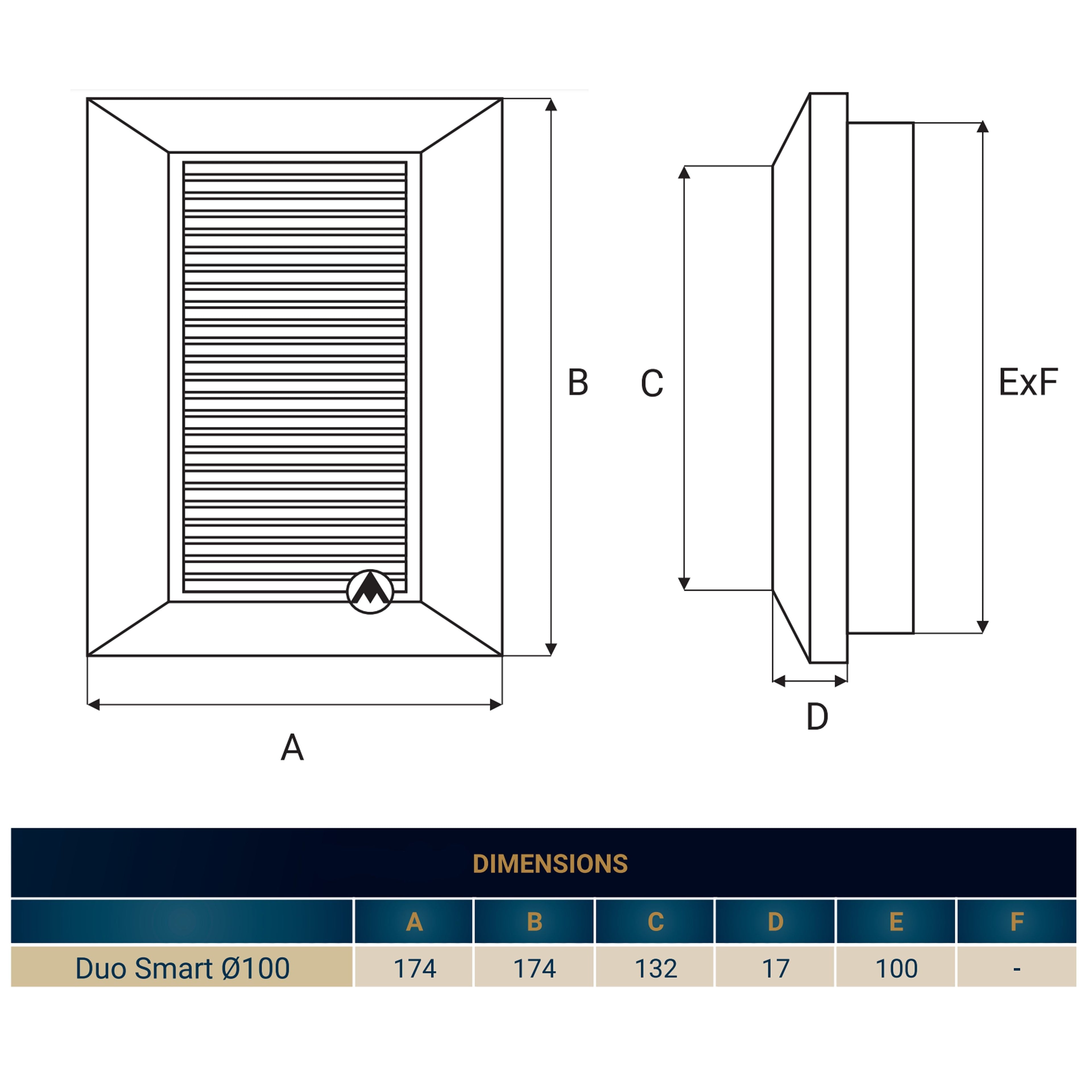 Louvre Vent White Duo Smart 135 fi 100mm With Fly Mesh