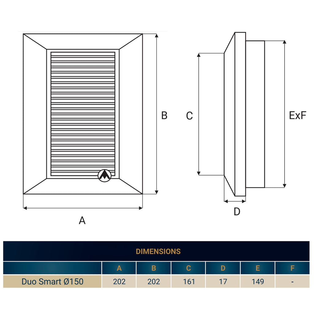 Louvre Vent White Duo Smart 165 fi 150mm With Fly Mesh