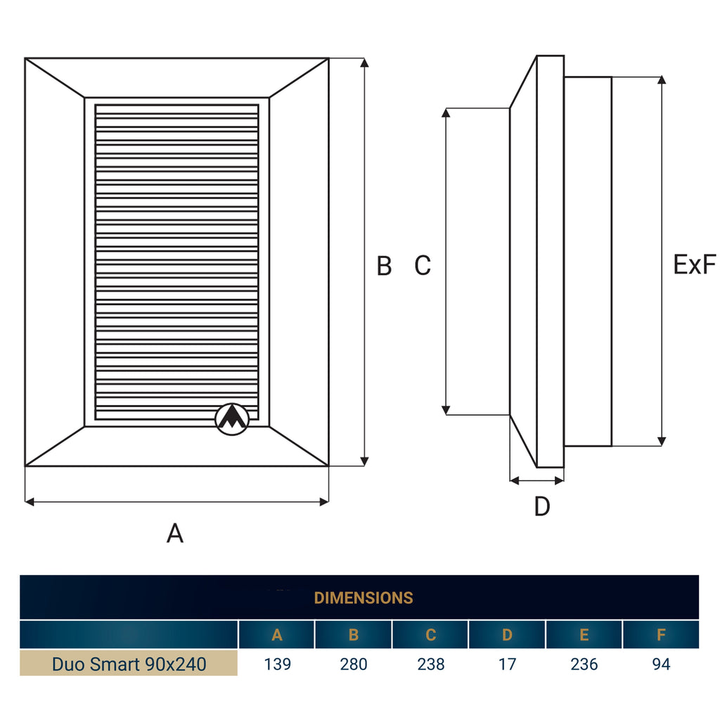 Louvre Vent Duo Smart 90/240 Brown 90mm x 240mm With Fly Mesh