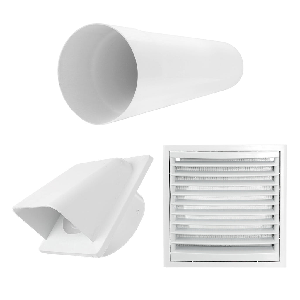 Through Wall Ventilation Kit Louvre Vent VC-KR0153 with White External Vent