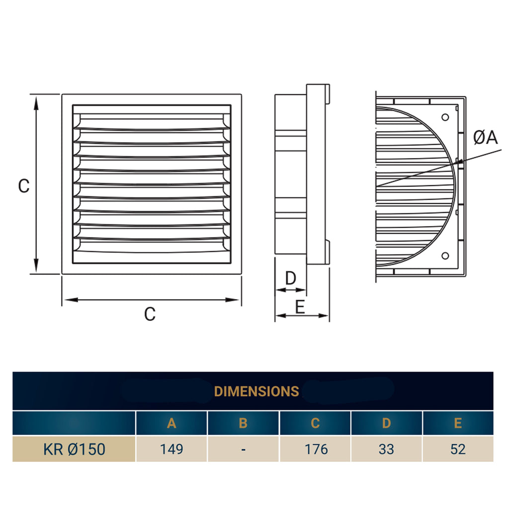 Louvre Vent KR150