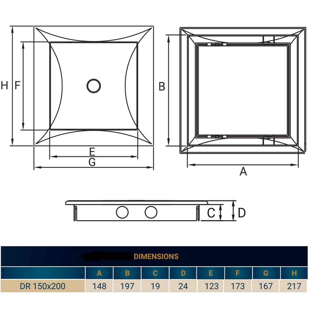 Access Panel Door PP, White 150mm x 200mm