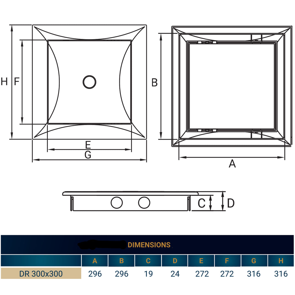 Access Panel Door PP, White 300mm x 300mm