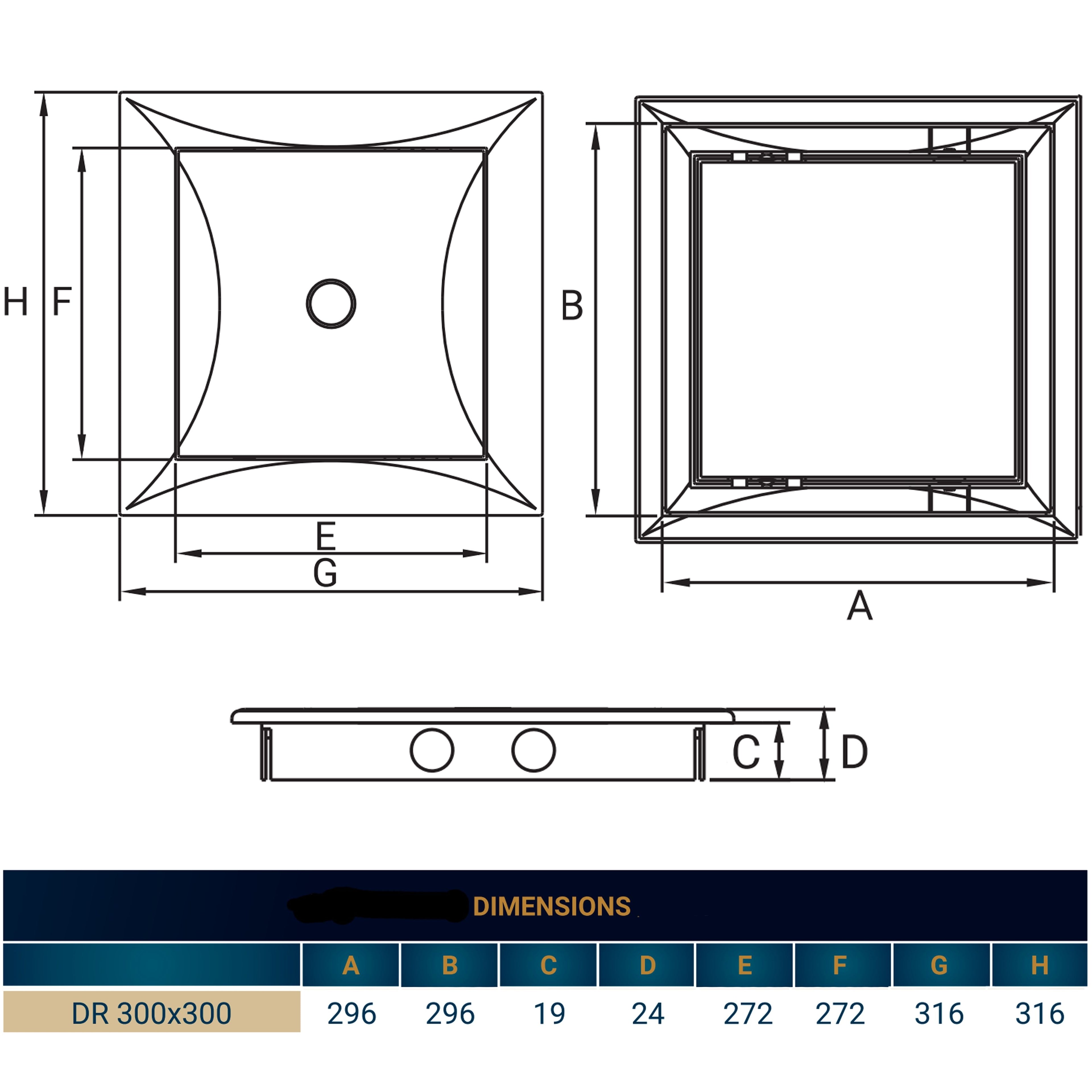 Access Panel Door PP, White 300mm x 300mm