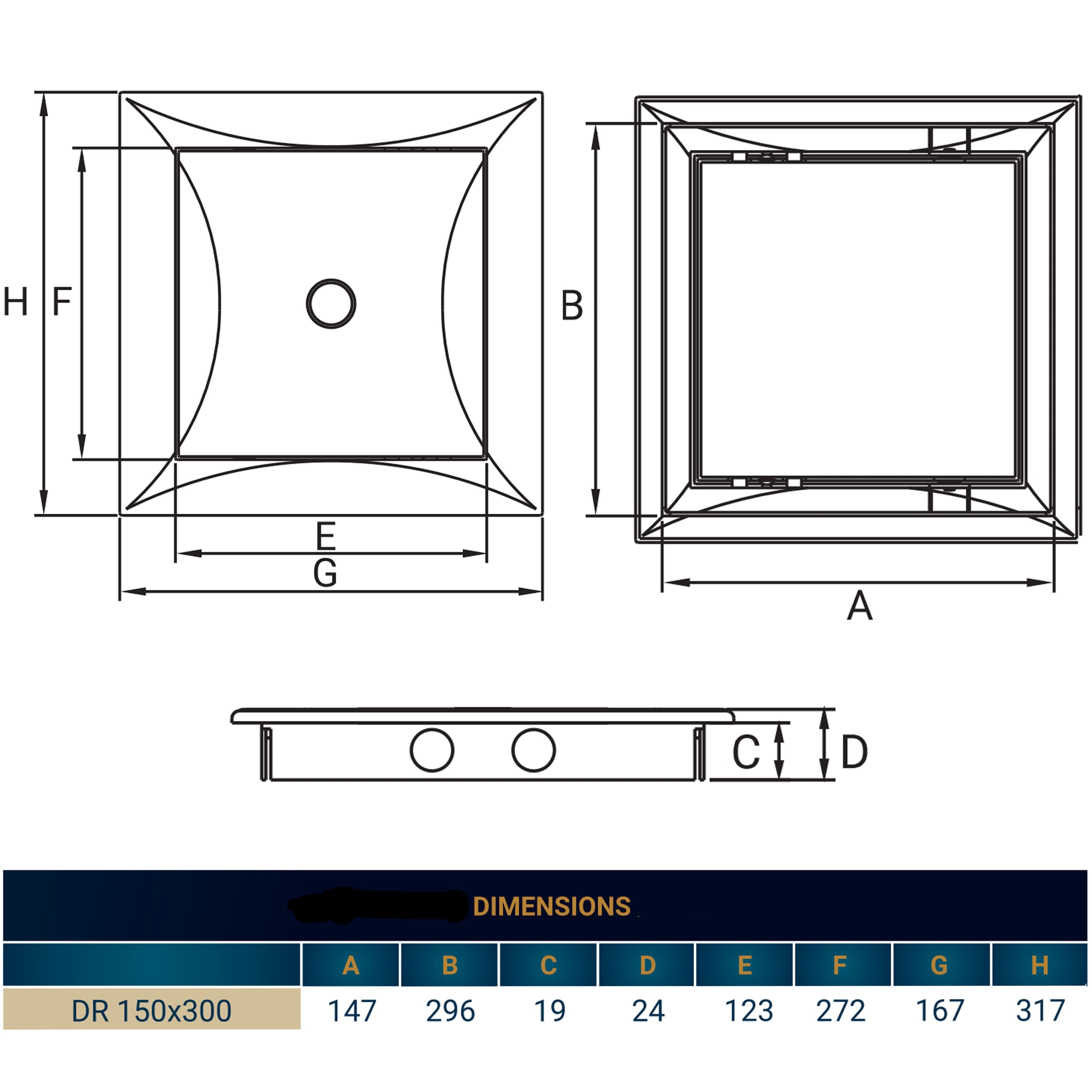 Access Panel Door PP, White 150mm x 300mm