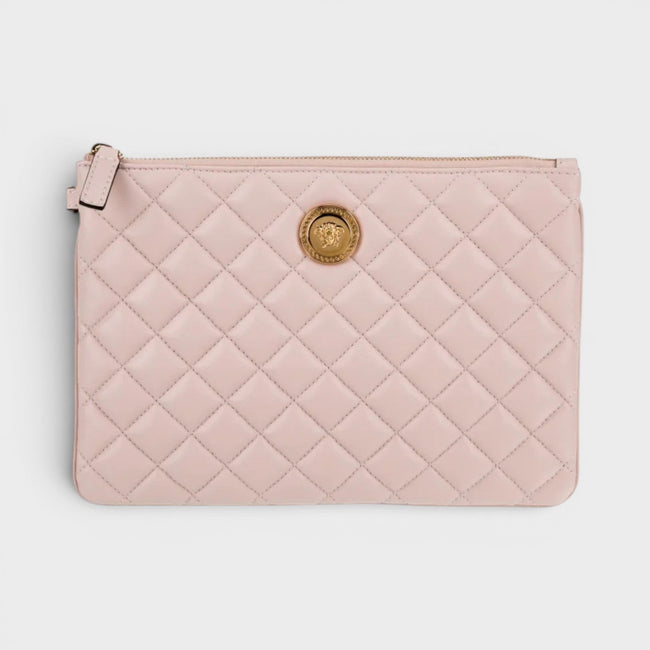 Logo Medusa Quilted Pouch Soft Pink Gold