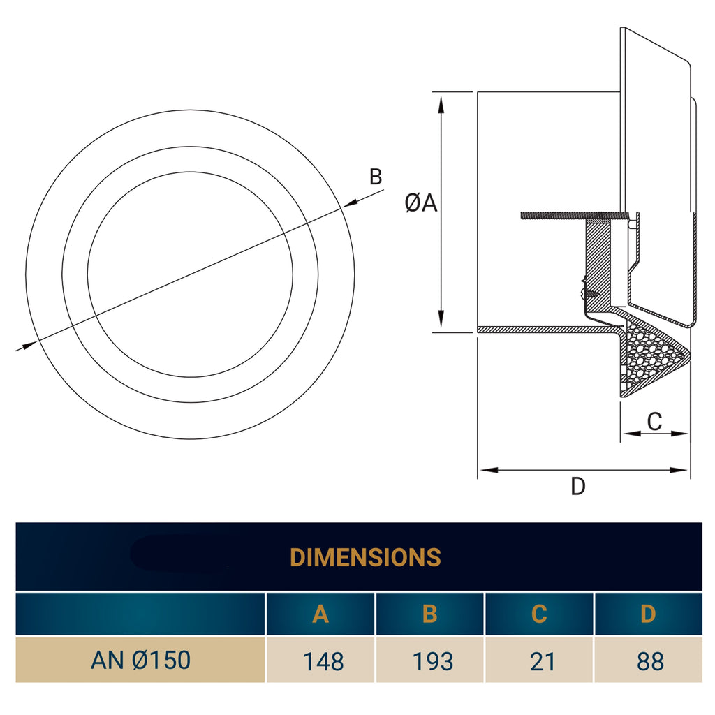 White ABS Extract Ceiling Valve 150mm