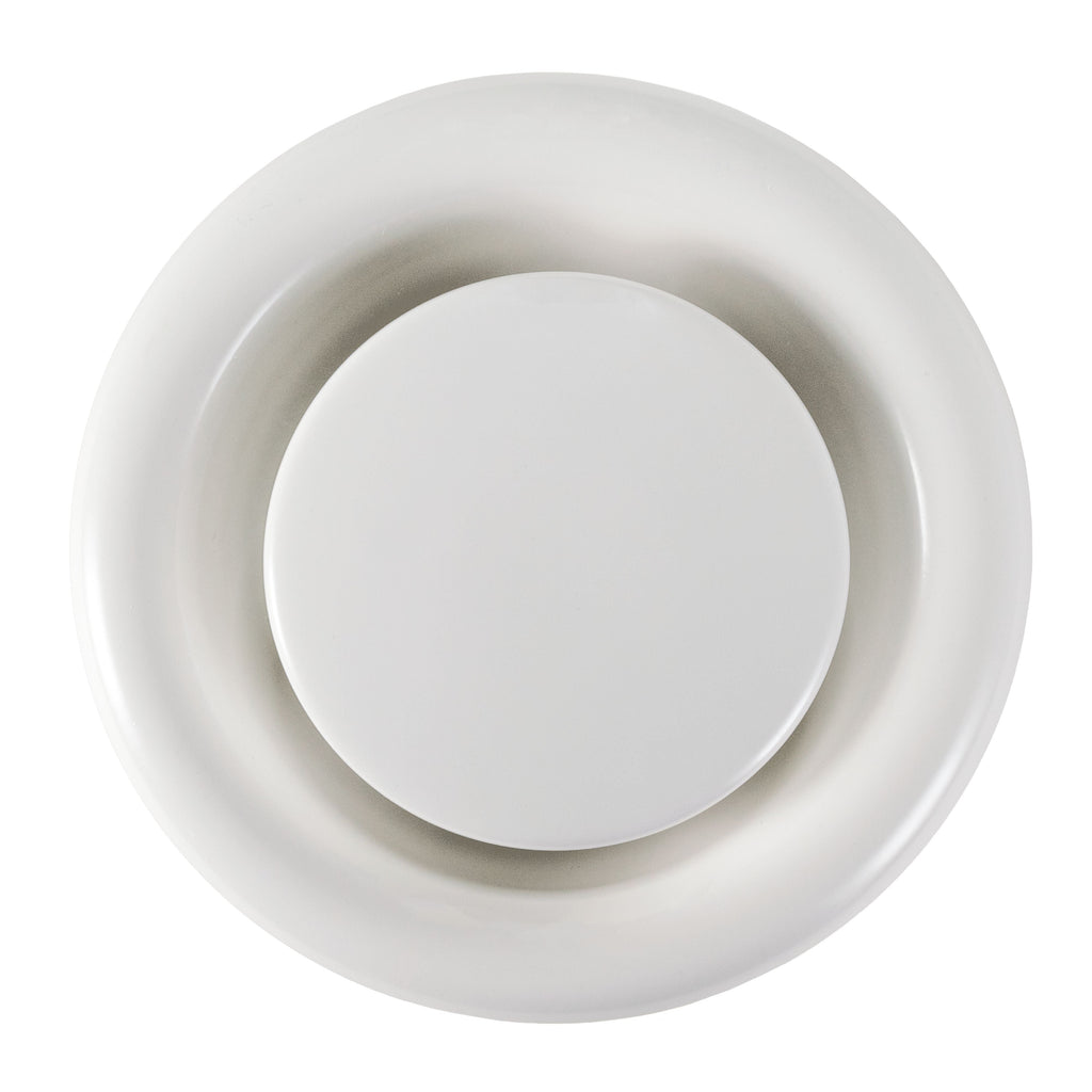 White Metal Extract Ceiling Valve 125mm - Anemostat EV